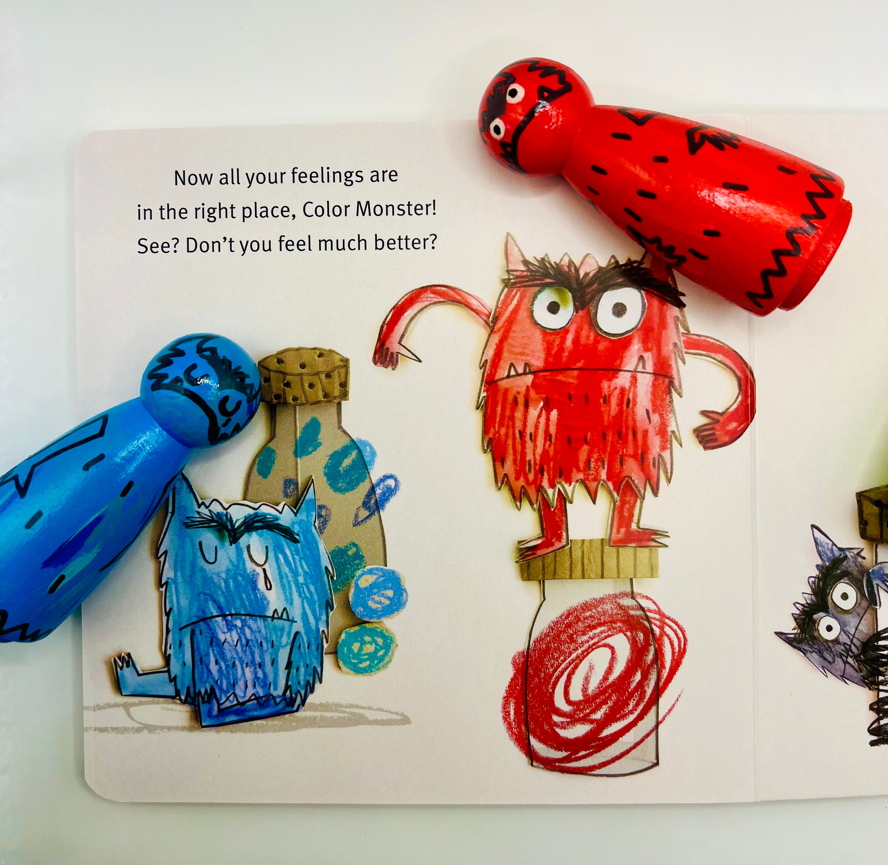 Blue Monster Peg Doll