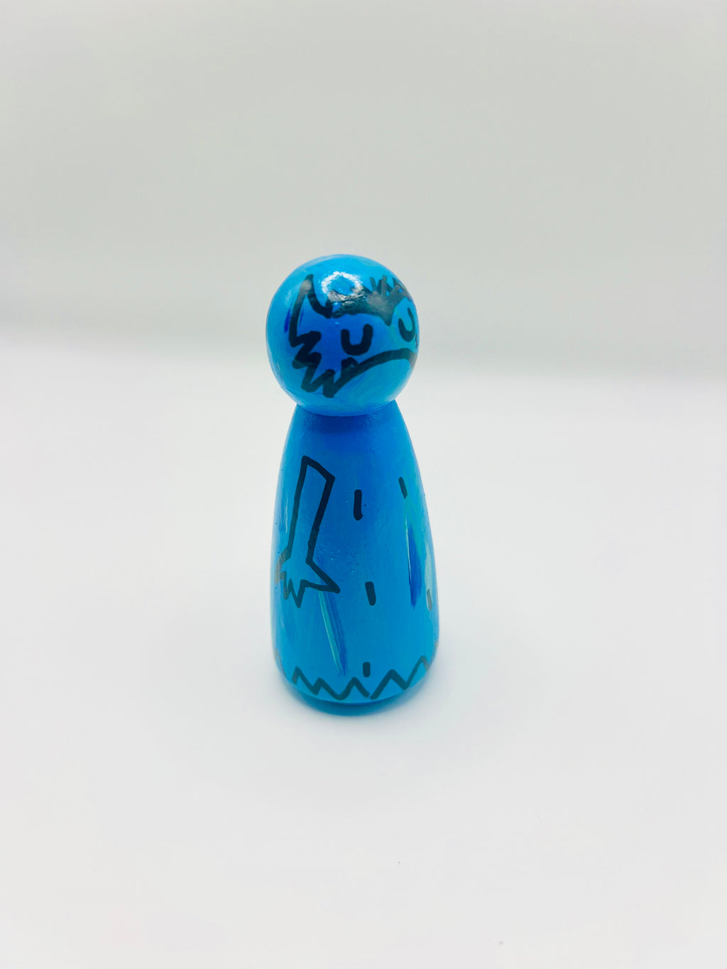 Blue Monster Peg Doll